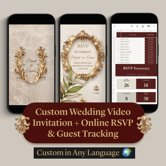 Custom Wedding Video Invitation + Online RSVP & Guest Tracking