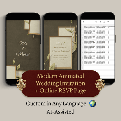 Custom Modern Animated Wedding Invitation Video + Online RSVP Page