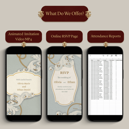 Custom Chic Animated Wedding Invitation Video + Online RSVP Page