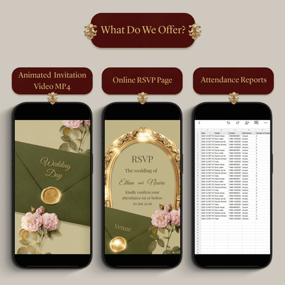Custom Elegant Animated Wedding Invitation Video + Online RSVP Page