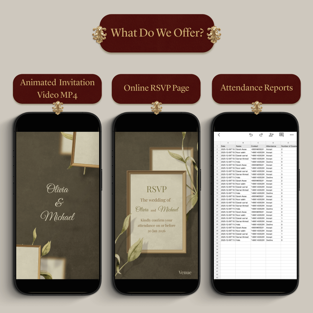 Custom Modern Animated Wedding Invitation Video + Online RSVP Page