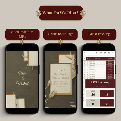 Custom Wedding Video Invitation + Online RSVP & Guest Tracking