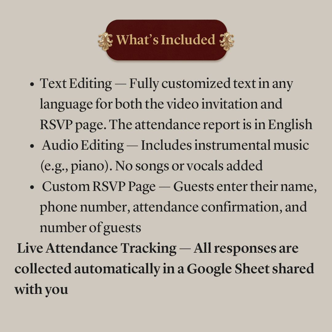 Custom Wedding Video Invitation + Online RSVP & Guest Tracking