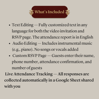 Custom Wedding Video Invitation + Online RSVP & Guest Tracking