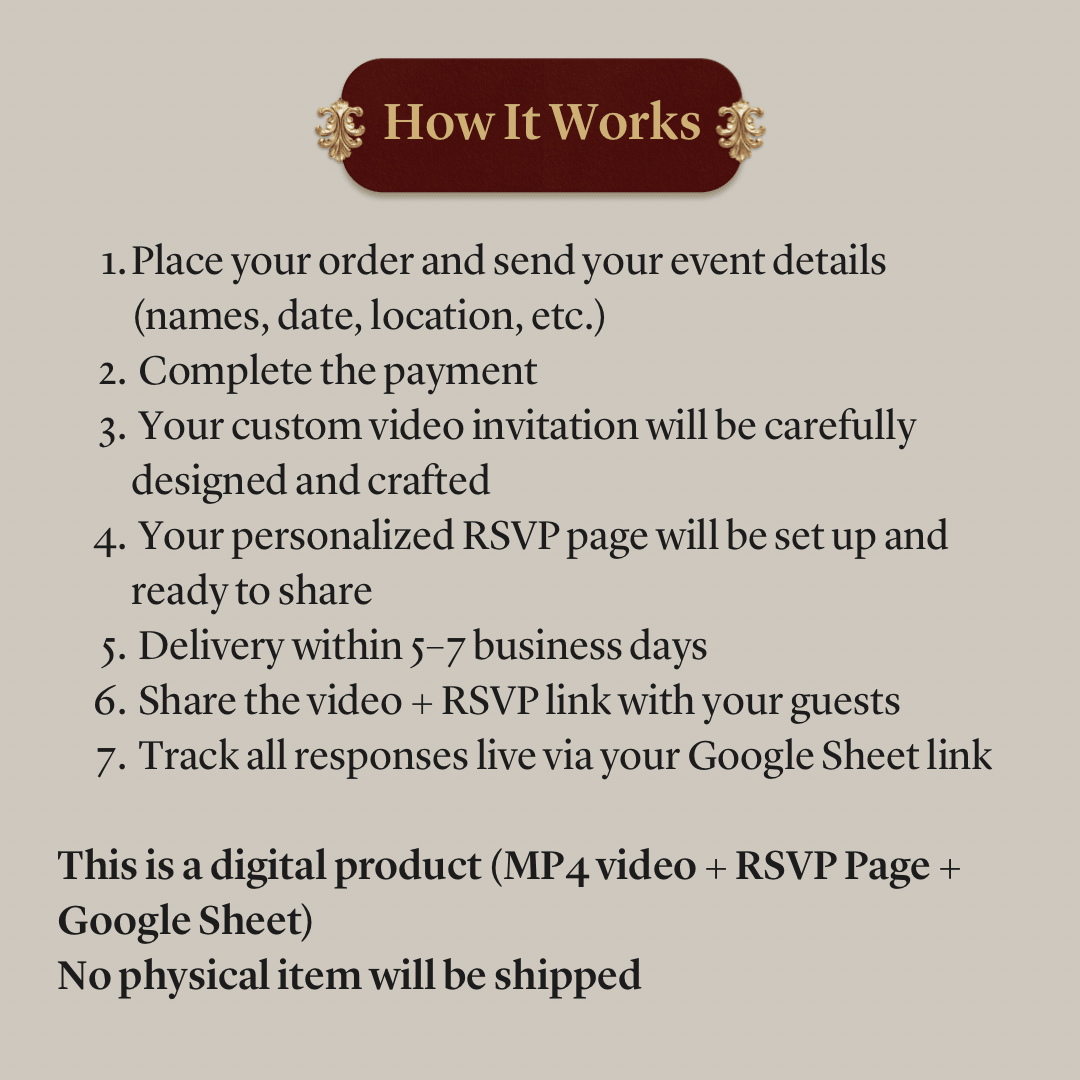 Custom Wedding Video Invitation + Online RSVP & Guest Tracking