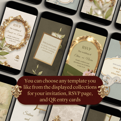Custom Animated Invitation, RSVP, QR Entry Cards with Check-In App