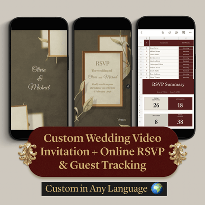 Custom Wedding Video Invitation + Online RSVP & Guest Tracking
