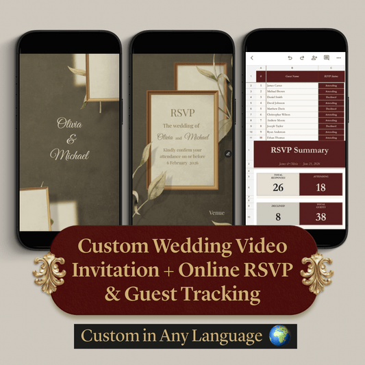 Custom Wedding Video Invitation + Online RSVP & Guest Tracking