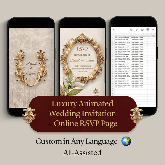 Custom Luxury Animated Wedding Invitation Video + Online RSVP Page