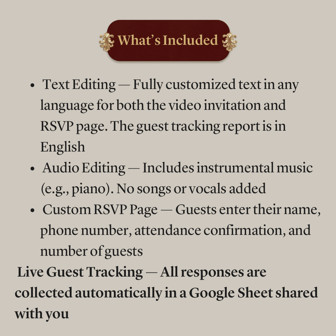 Custom Wedding Video Invitation + Online RSVP & Guest Tracking