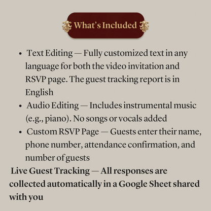 Custom Wedding Video Invitation + Online RSVP & Guest Tracking