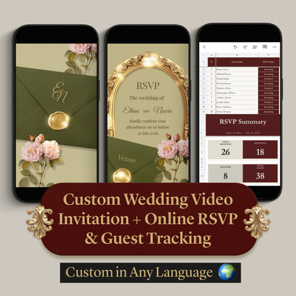 Custom Wedding Video Invitation + Online RSVP & Guest Tracking