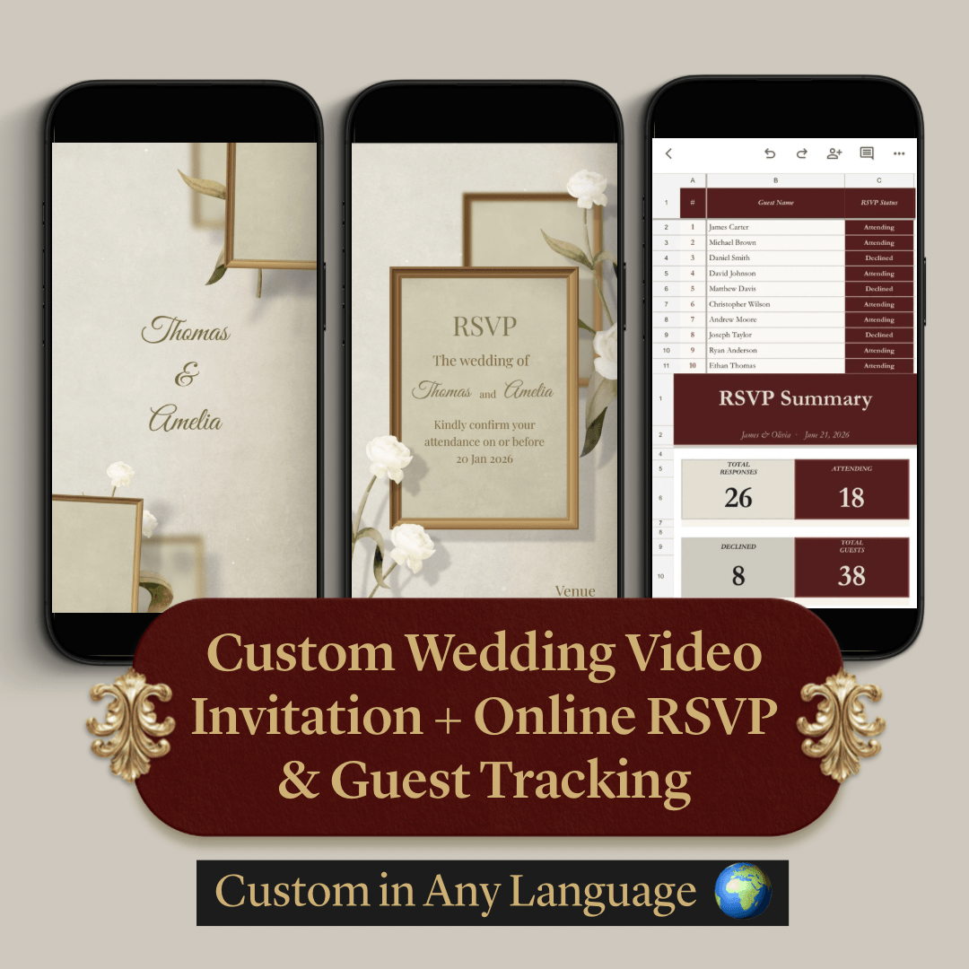 Custom Wedding Video Invitation + Online RSVP & Guest Tracking