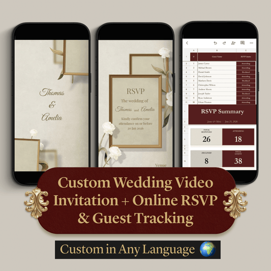 Custom Wedding Video Invitation + Online RSVP & Guest Tracking