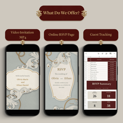 Custom Wedding Video Invitation + Online RSVP & Guest Tracking