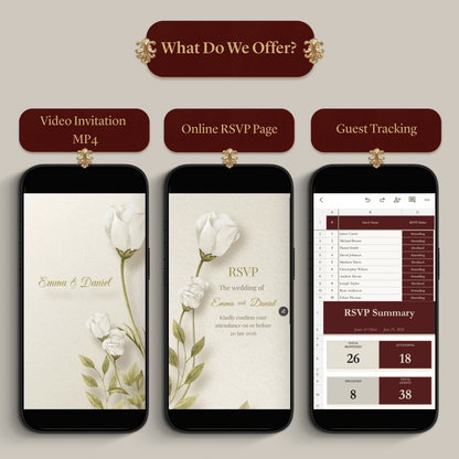 Custom Wedding Video Invitation + Online RSVP & Guest Tracking