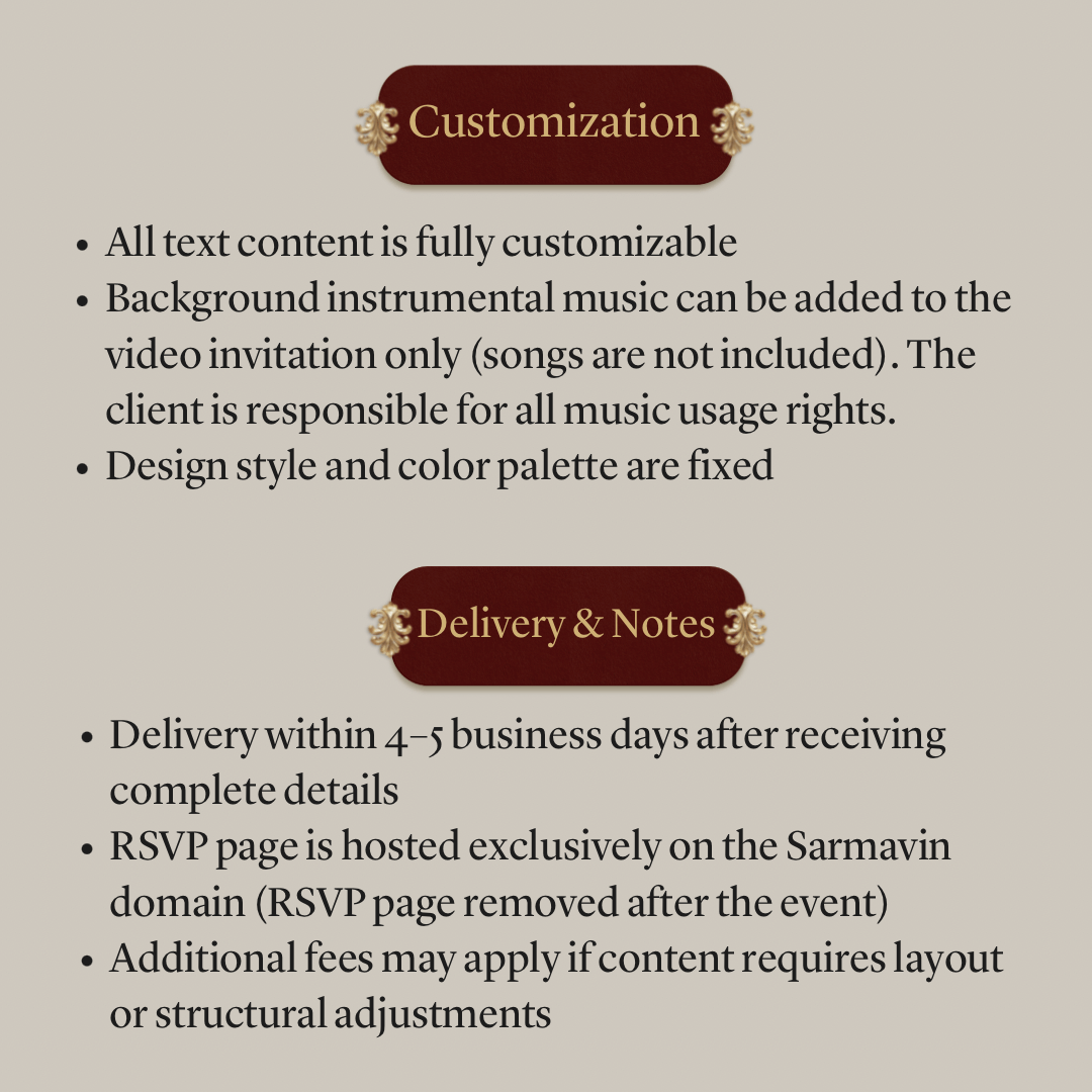 Custom Luxury Animated Wedding Invitation Video + Online RSVP Page