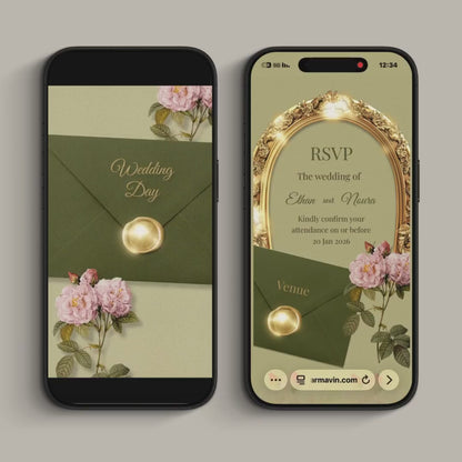 Custom Elegant Animated Wedding Invitation Video + Online RSVP Page