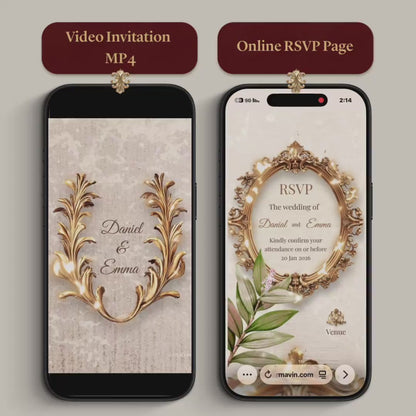 Custom Wedding Video Invitation + Online RSVP & Guest Tracking