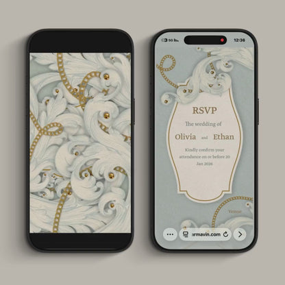 Custom Chic Animated Wedding Invitation Video + Online RSVP Page